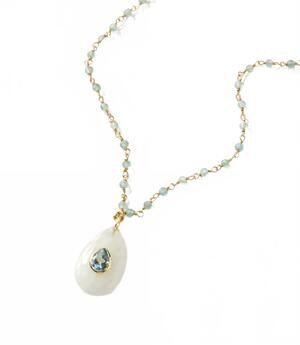 NEW NATIVE GEM women's embellished amulet necklace in white